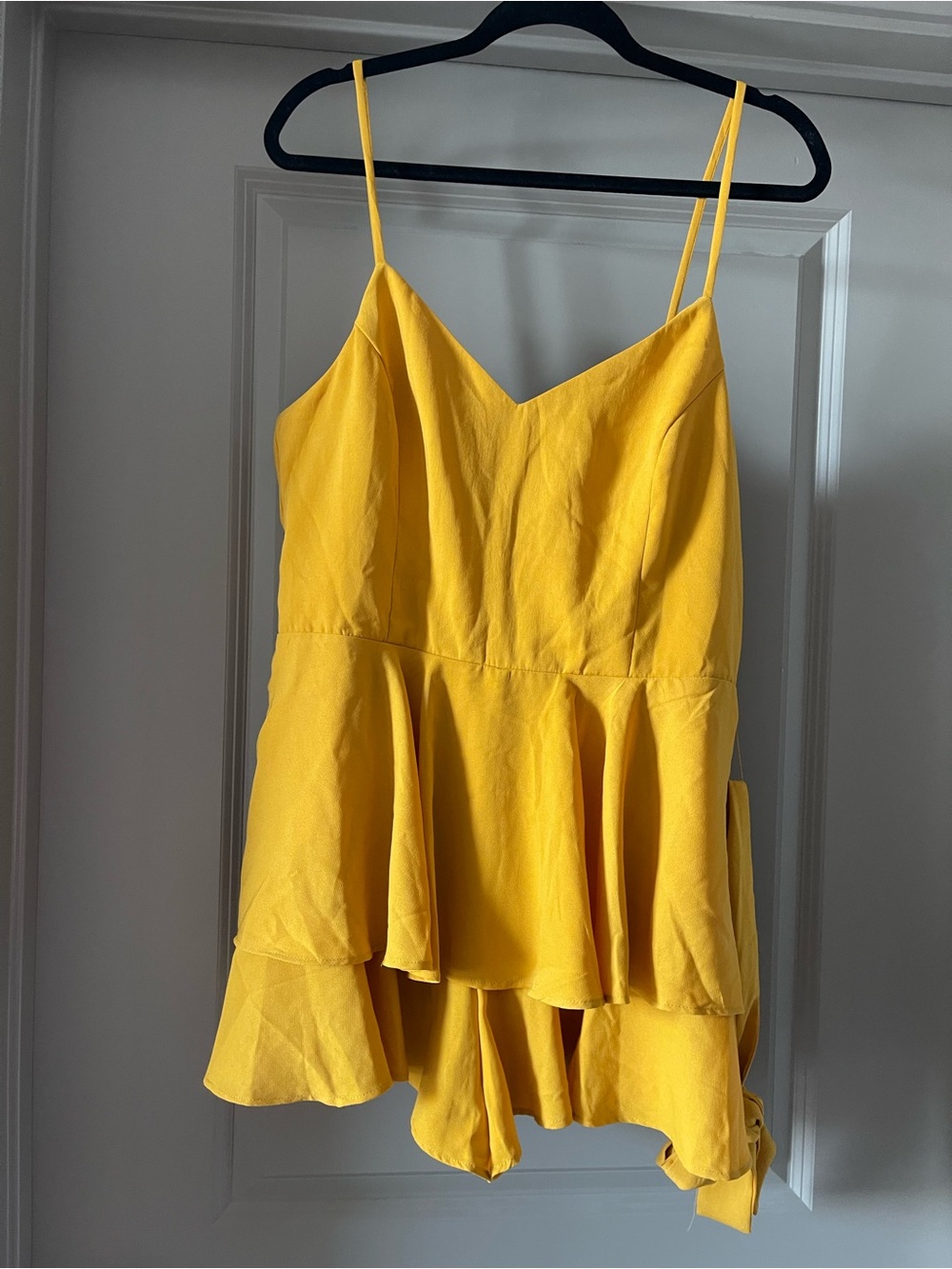 NWT Lulu's Golden Yellow Spaghetti Strap Tiered Romper